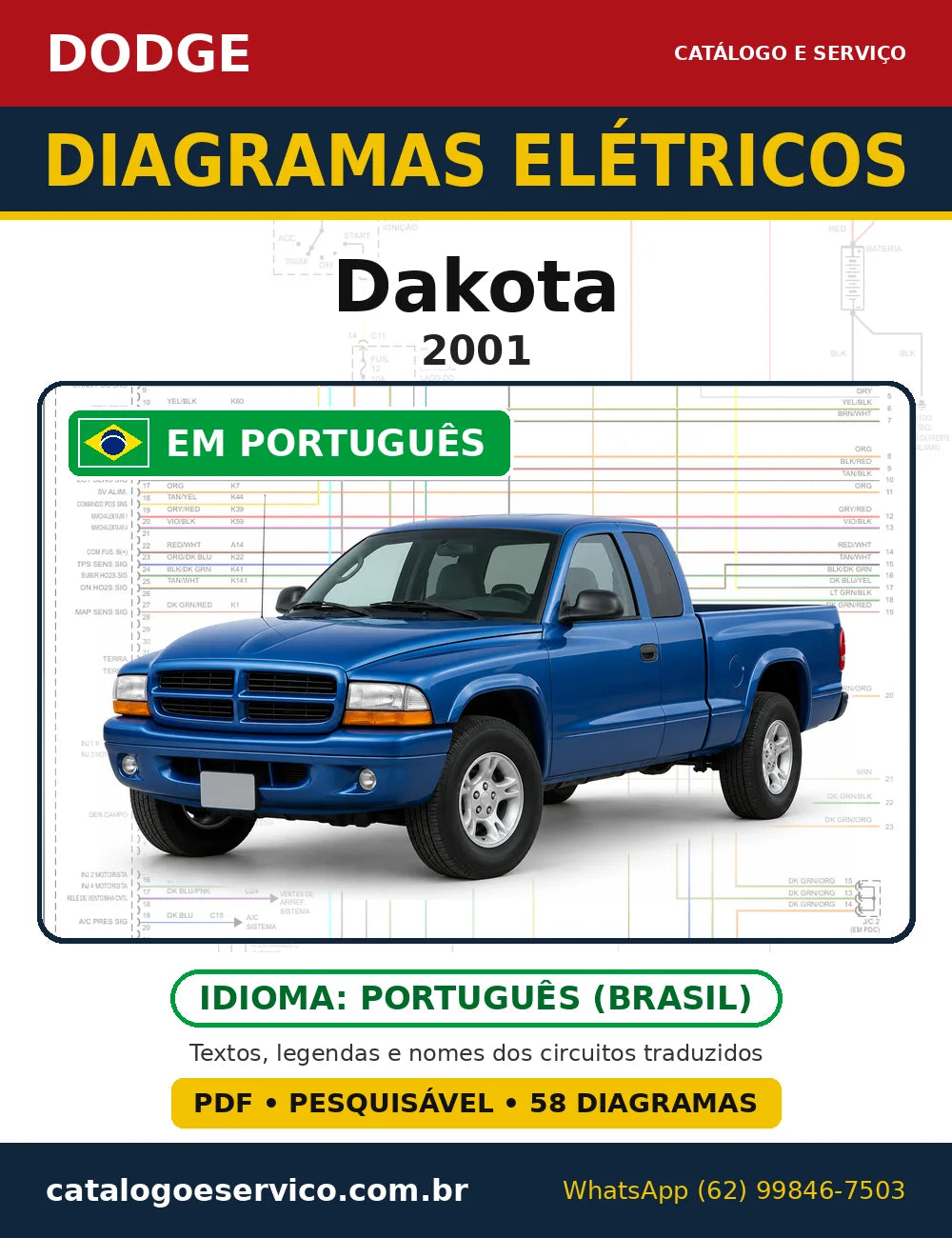 Capa do esquema elétrico Dodge Dakota 2001 em PDF