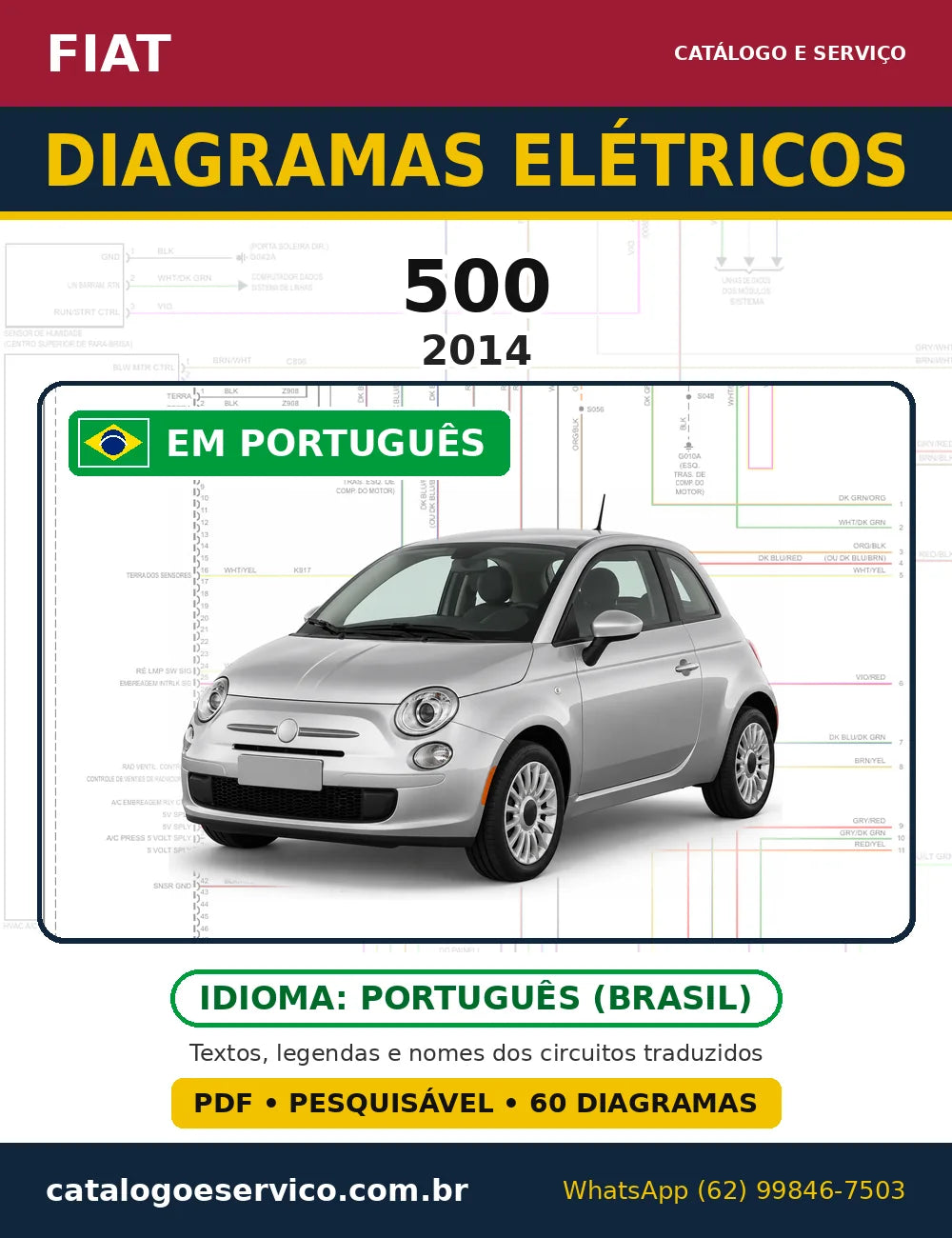 Capa do esquema elétrico Fiat 500 2014 em PDF