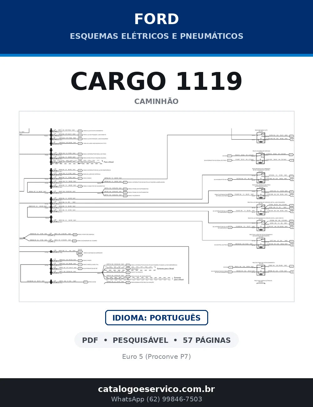 Capa do esquema elétrico do Ford Cargo 1119 em PDF com 57 páginas