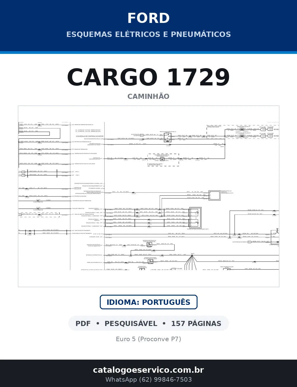 Capa do esquema elétrico do Ford Cargo 1729 em PDF com 157 páginas