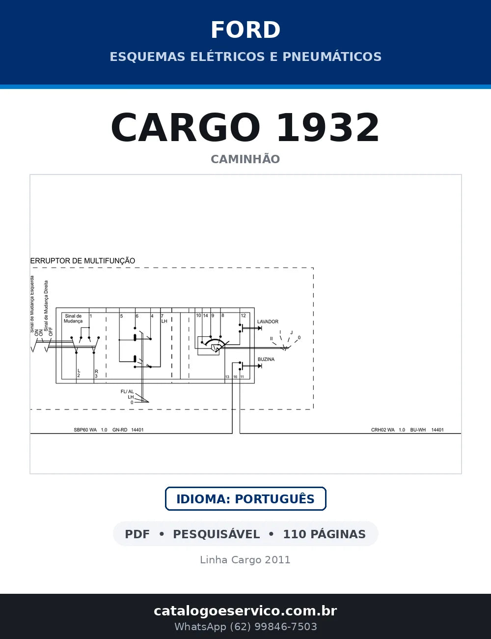 Capa do esquema elétrico do Ford Cargo 1932 em PDF com 110 páginas