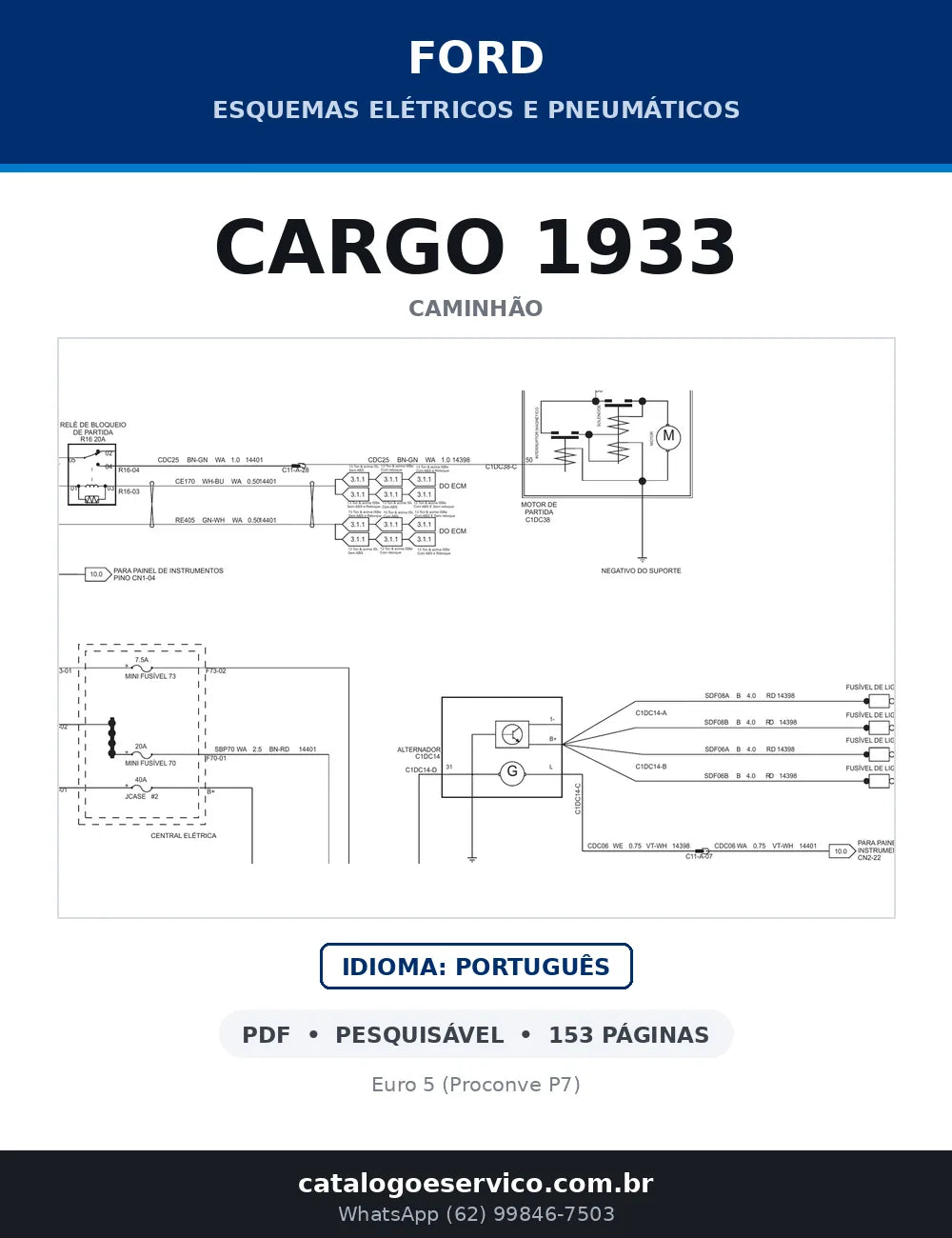 Capa do esquema elétrico do Ford Cargo 1933 em PDF com 153 páginas