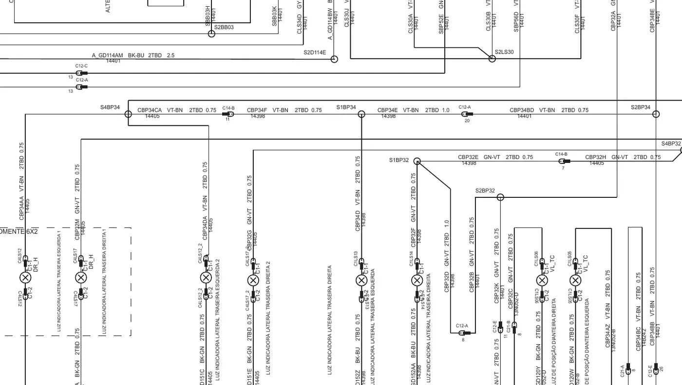 Folha de diagrama elétrico do Ford Cargo 2042