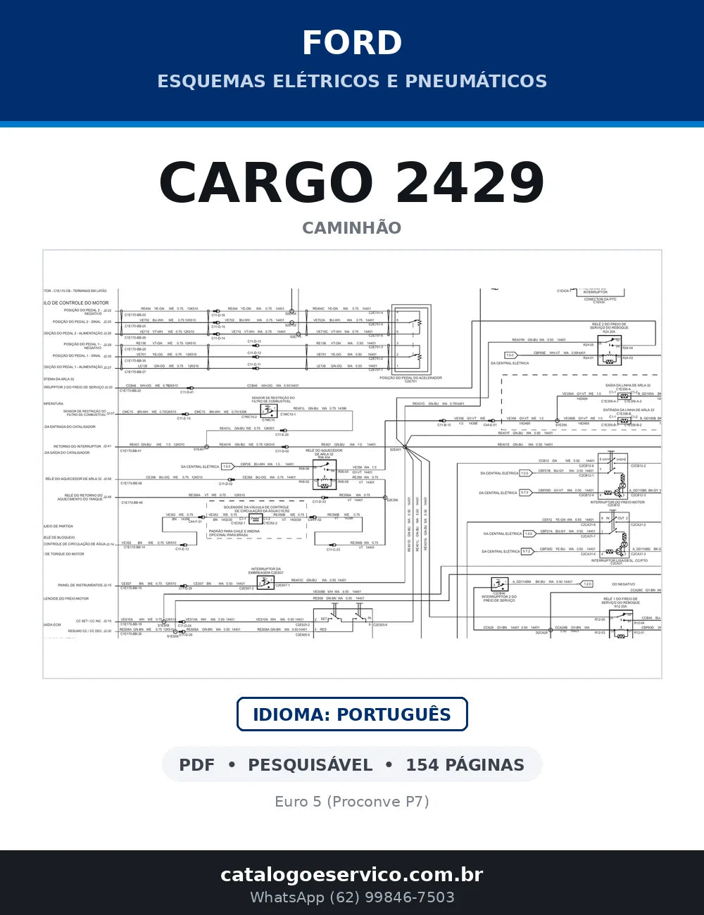 Capa do esquema elétrico do Ford Cargo 2429 em PDF com 154 páginas