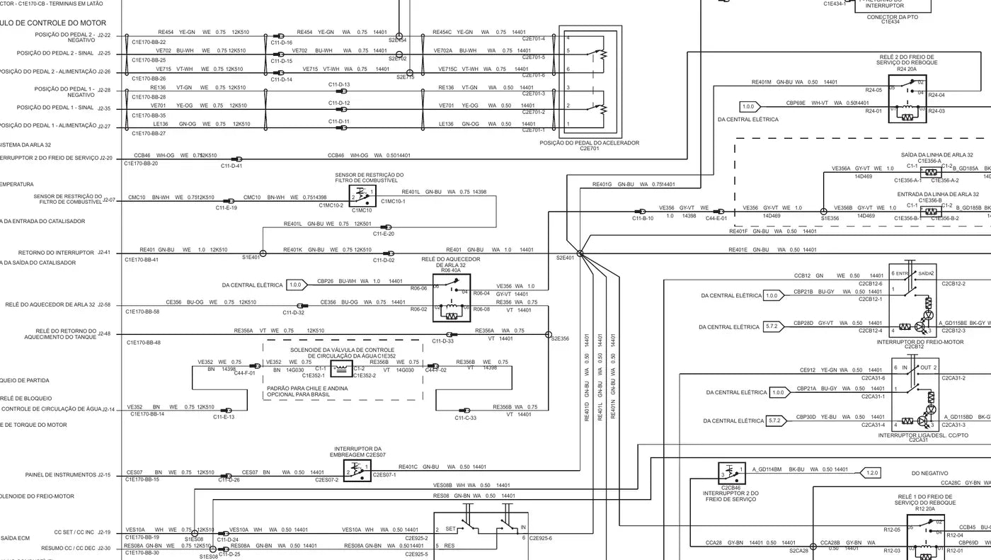 Folha de diagrama elétrico do Ford Cargo 2429