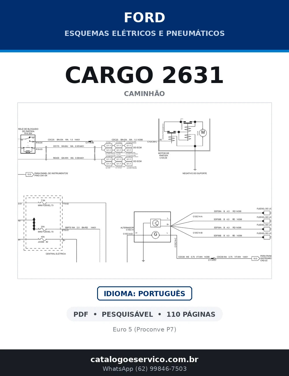 Capa do esquema elétrico do Ford Cargo 2631 em PDF com 110 páginas