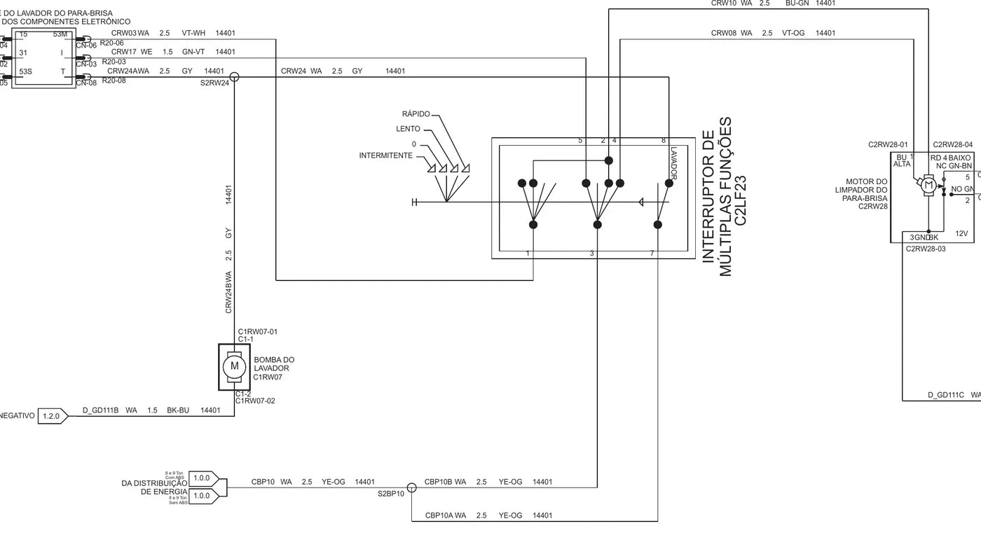 Folha de diagrama elétrico do Ford Cargo 816
