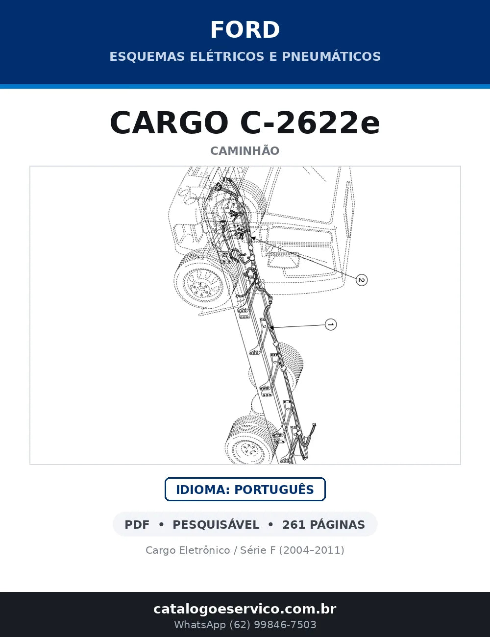 Capa do esquema elétrico do Ford Cargo C-2622e em PDF com 261 páginas