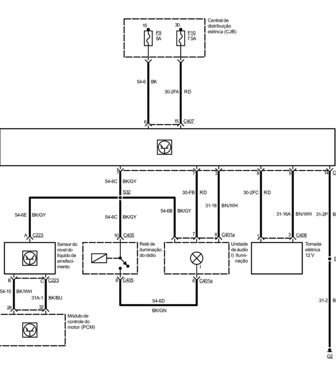 Folha de diagrama elétrico do Ford Cargo C-712