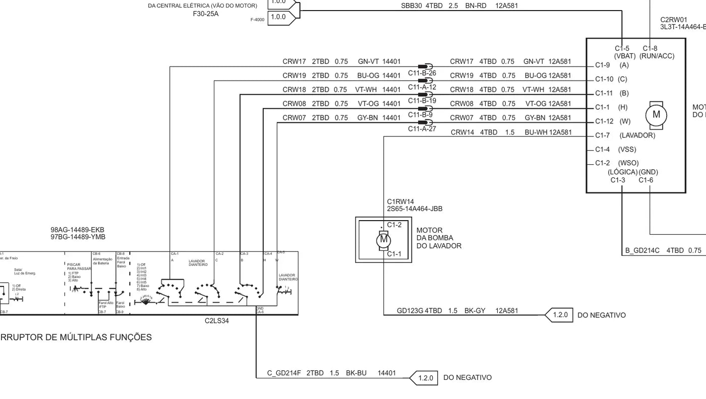 Folha de diagrama elétrico do Ford F-350
