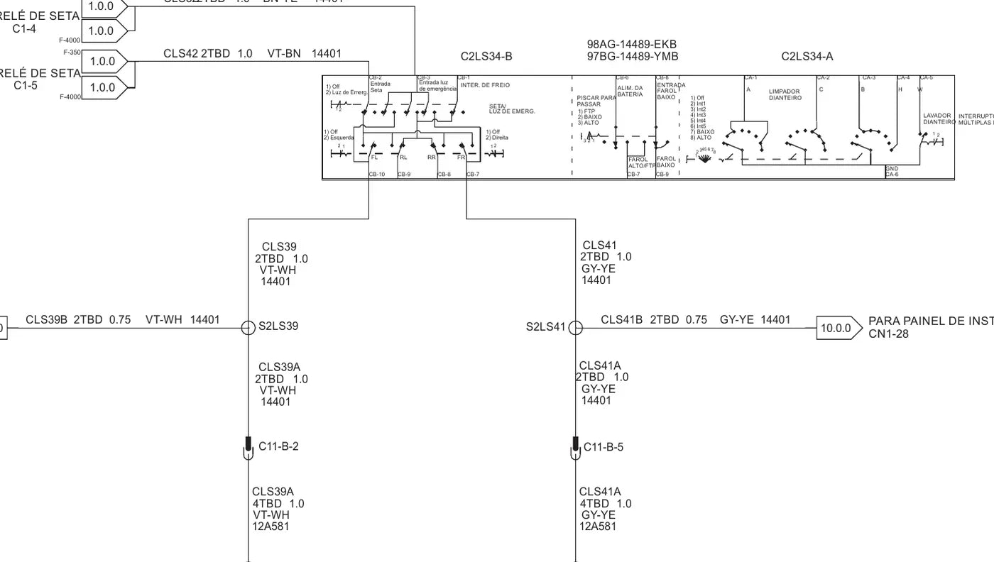 Folha de diagrama elétrico do Ford F-4000