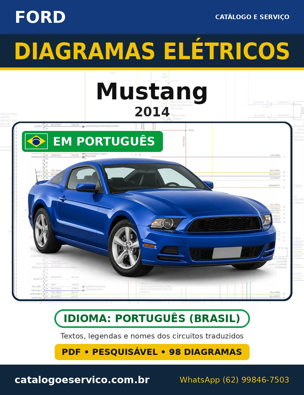 Capa do esquema elétrico Ford Mustang 2014 em PDF
