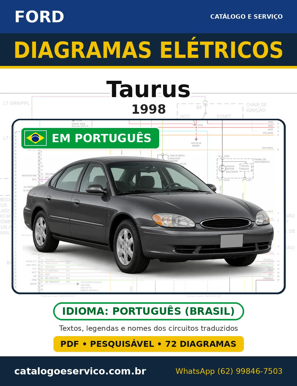 Capa do esquema elétrico Ford Taurus 1998 em PDF