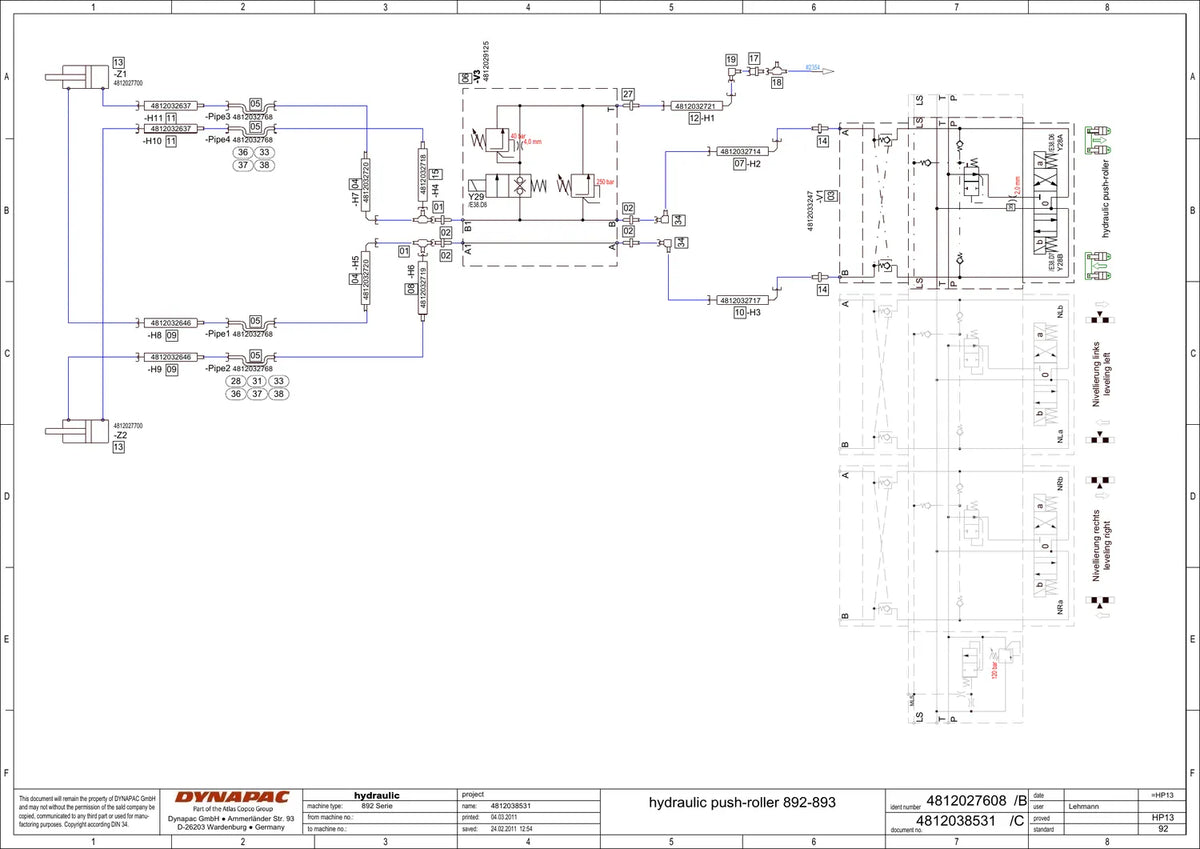 Esquema Elétrico e Hidráulico Dynapac SD2500C (tipo 892) — amostra 4 de página interna do documento
