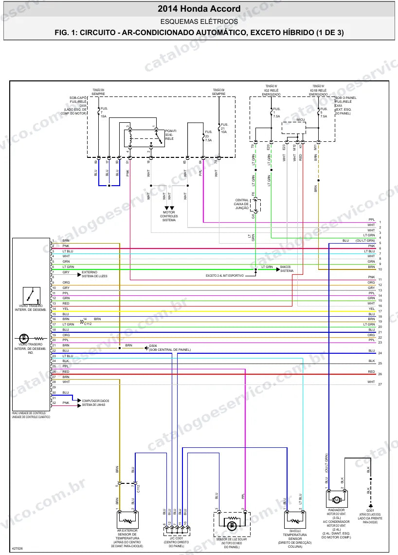 Diagrama elétrico Honda Accord 2014 — ar-condicionado