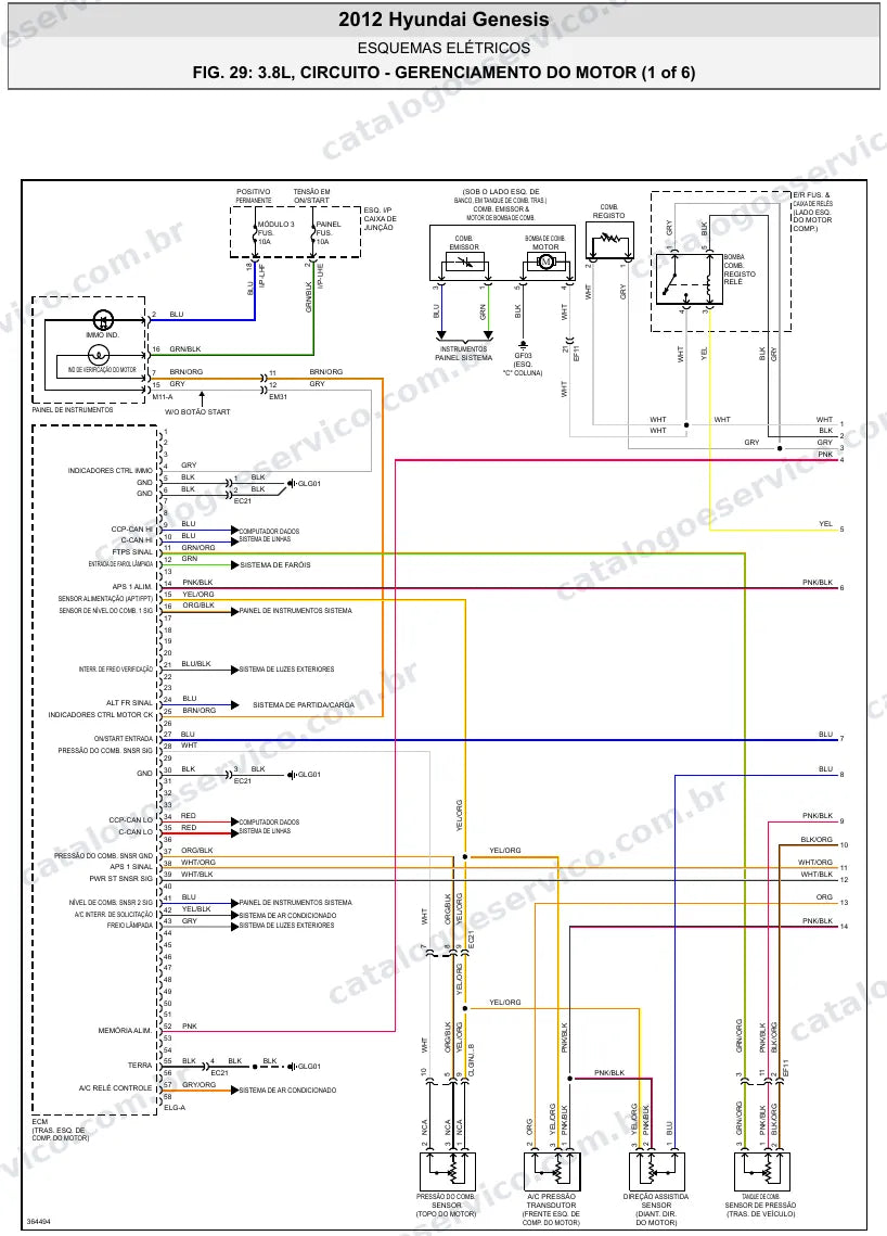 Diagrama elétrico Hyundai Genesis 2012 — injeção eletrônica