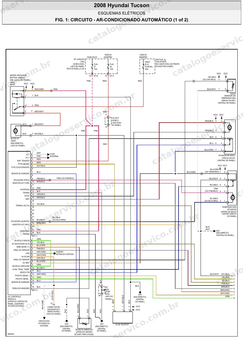 Diagrama elétrico Hyundai Tucson 2008 — ar-condicionado