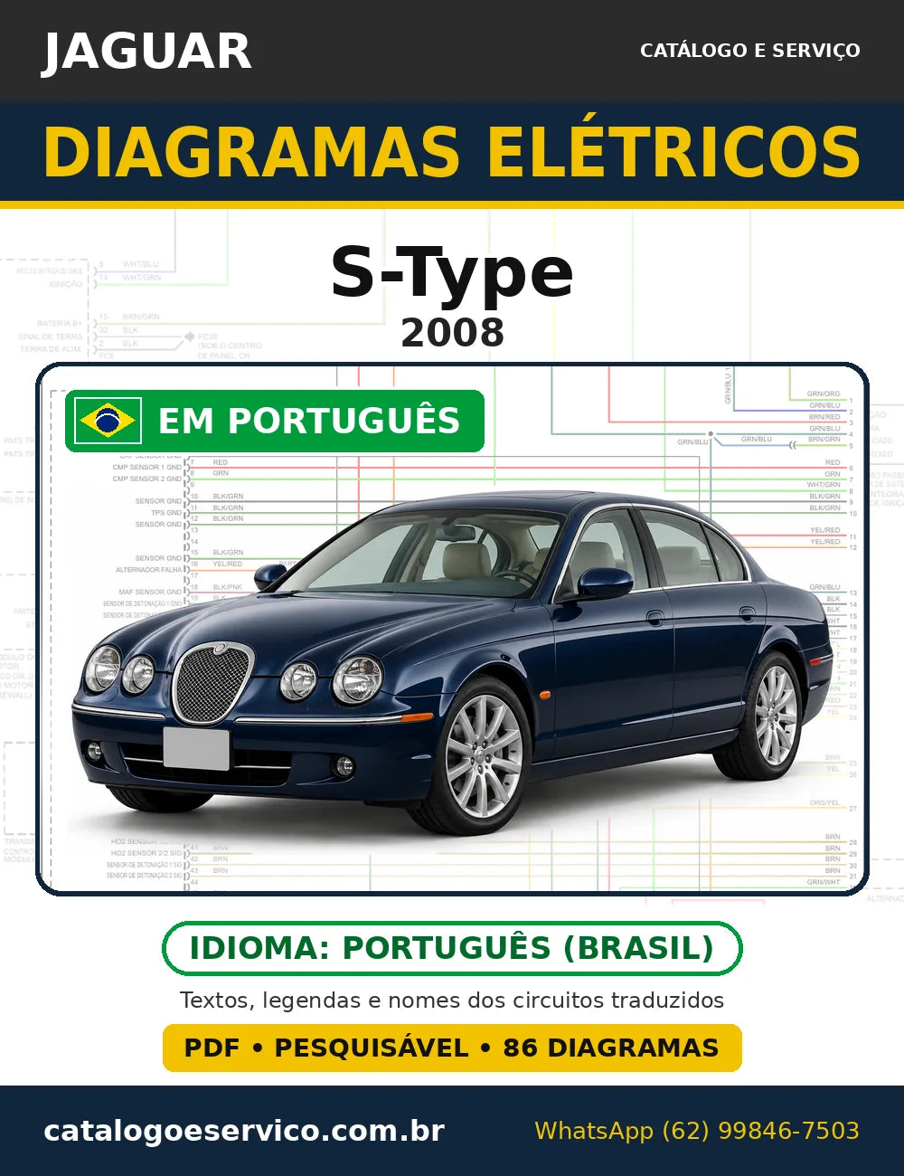 Capa do esquema elétrico Jaguar S-Type 2008 em PDF