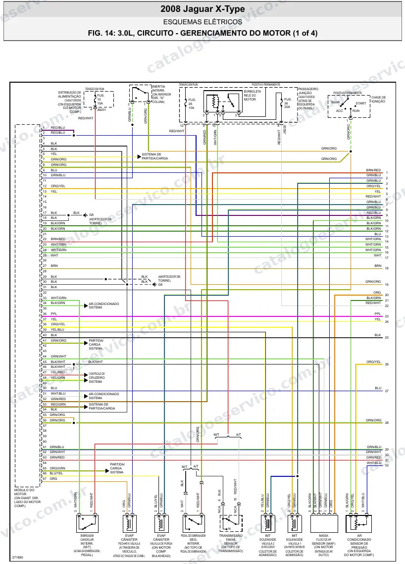 Diagrama elétrico Jaguar X-Type 2008 — injeção eletrônica