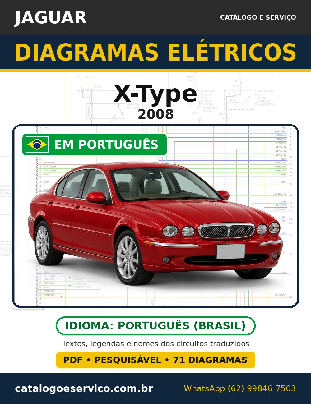 Capa do esquema elétrico Jaguar X-Type 2008 em PDF