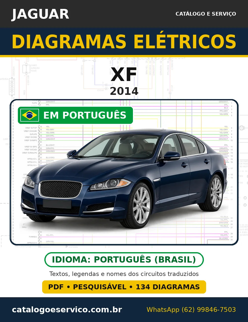 Capa do esquema elétrico Jaguar XF 2014 em PDF