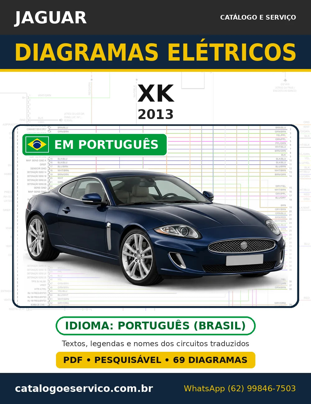 Capa do esquema elétrico Jaguar XK 2013 em PDF
