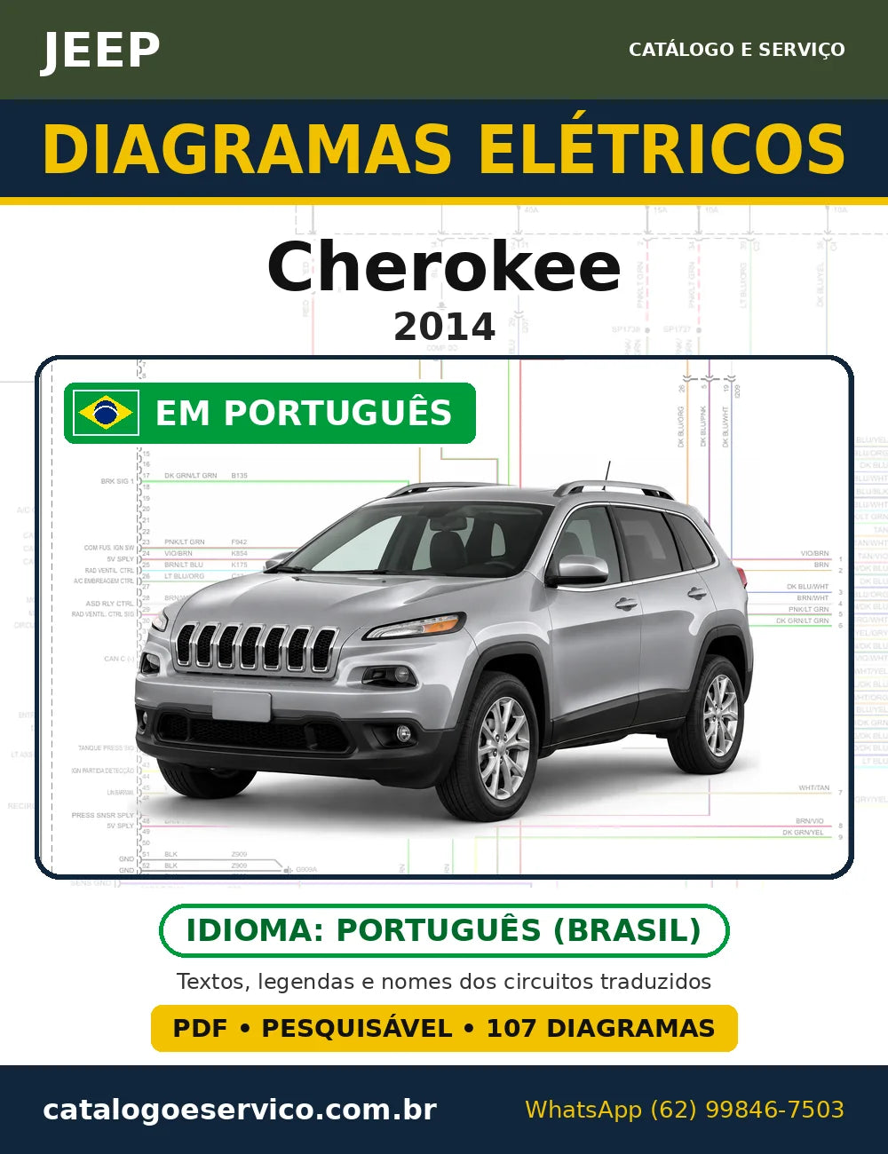 Capa do esquema elétrico Jeep Cherokee 2014 em PDF