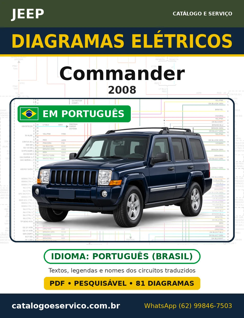 Capa do esquema elétrico Jeep Commander 2008 em PDF