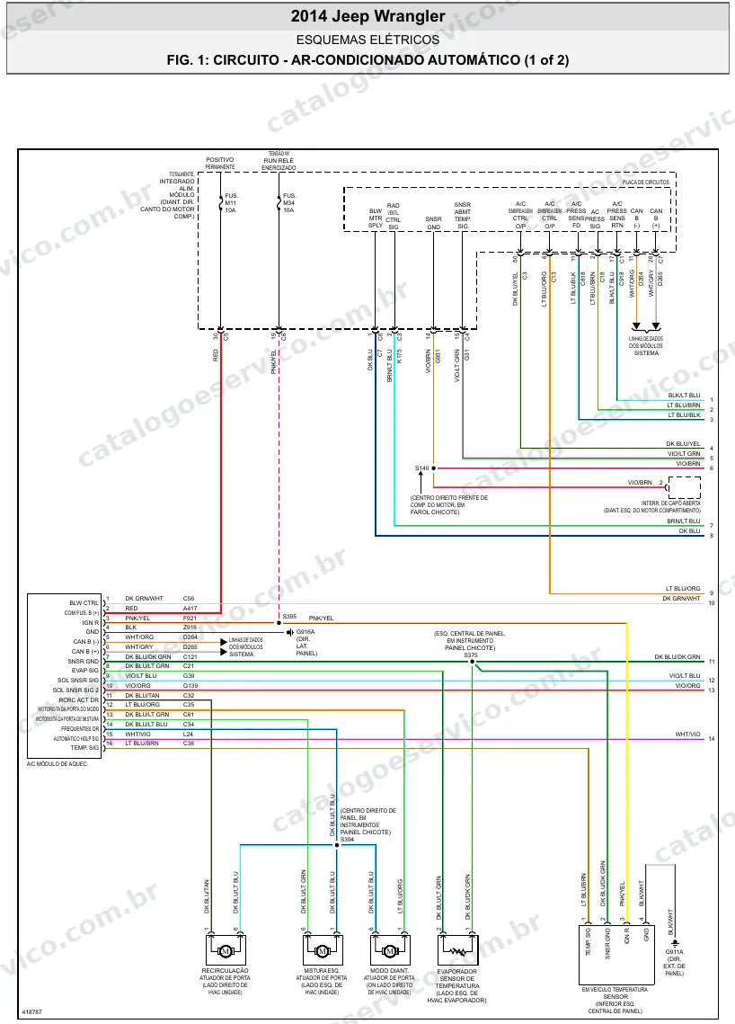 Diagrama elétrico Jeep Wrangler 2014 — ar-condicionado