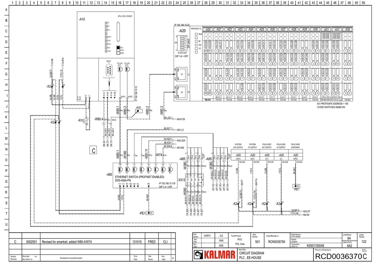 Esquema Elétrico Kalmar E-One2 LONG projeto TPS Chile — amostra 2 de página interna do documento