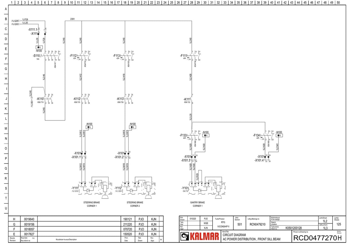 Esquema Elétrico Kalmar RTG projeto Viconship II (enrolador de cabo) — amostra 1 de página interna do documento