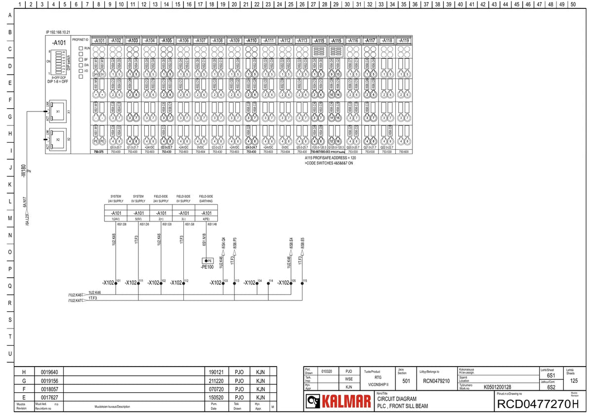 Esquema Elétrico Kalmar RTG projeto Viconship II (enrolador de cabo) — amostra 3 de página interna do documento