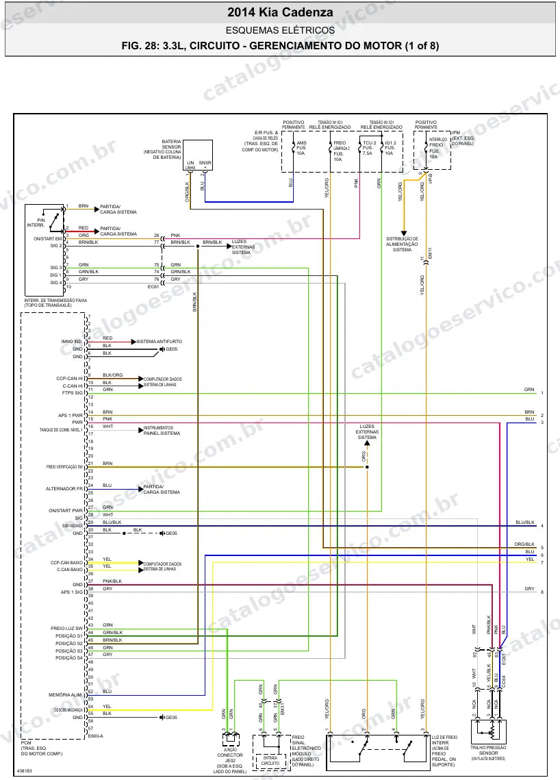 Diagrama elétrico Kia Cadenza 2014 — injeção eletrônica
