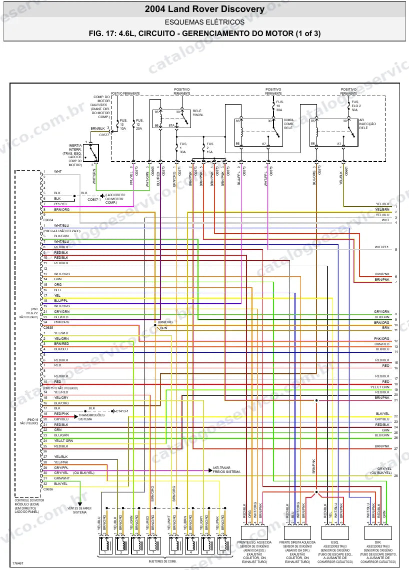 Diagrama elétrico Land Rover Discovery 2004 — injeção eletrônica