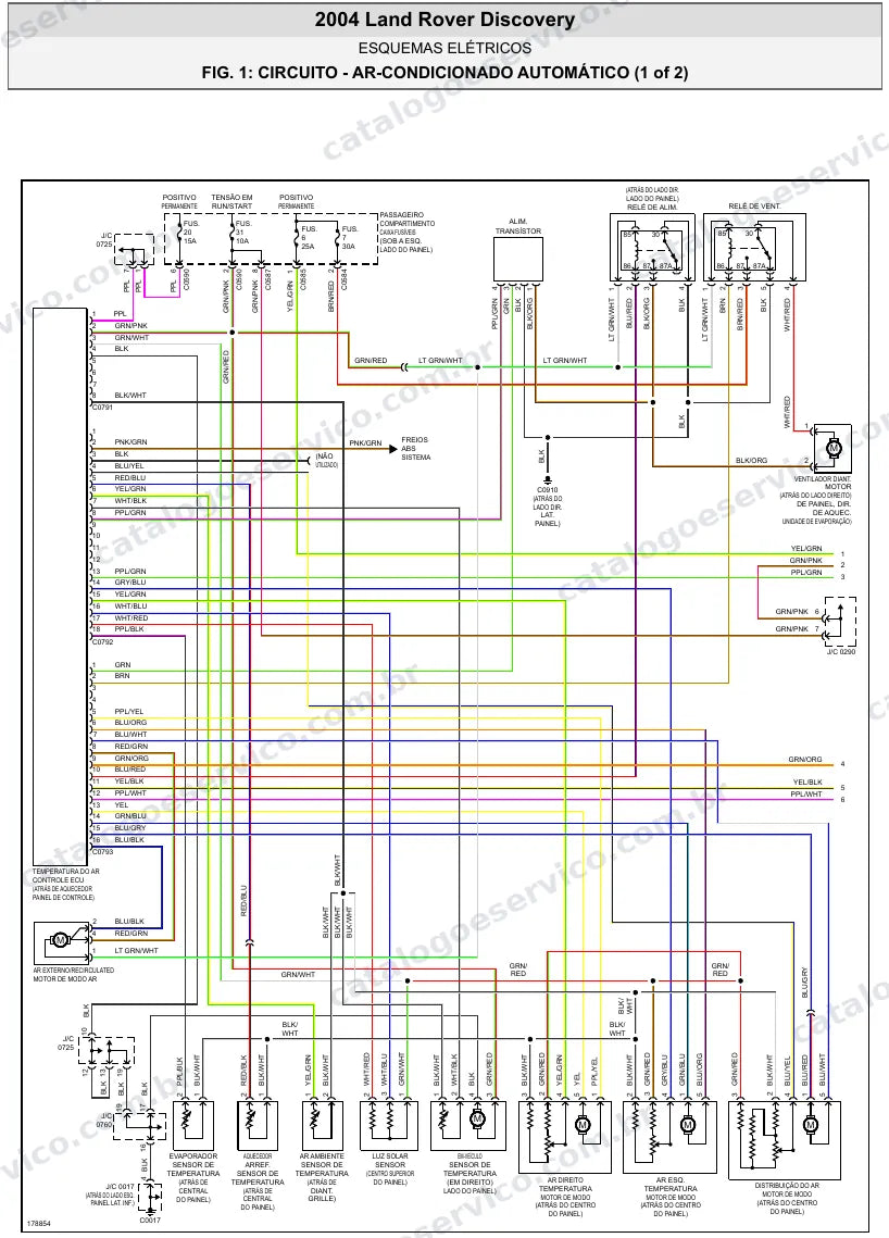 Diagrama elétrico Land Rover Discovery 2004 — ar-condicionado