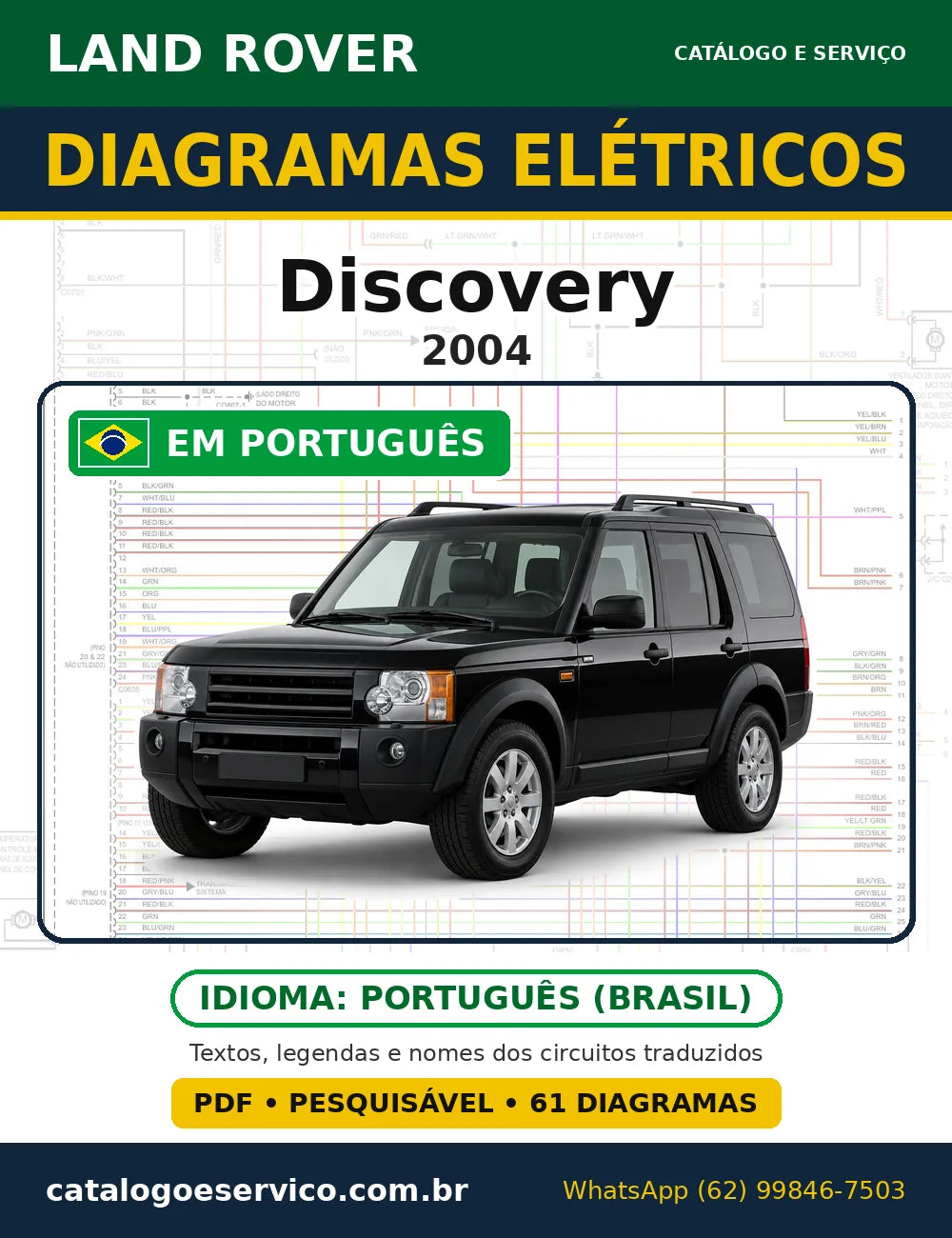 Capa do esquema elétrico Land Rover Discovery 2004 em PDF