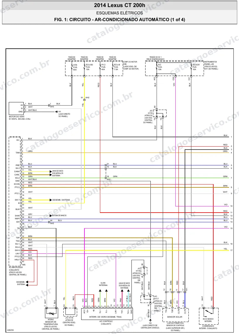 Diagrama elétrico Lexus CT 200h 2014 — ar-condicionado