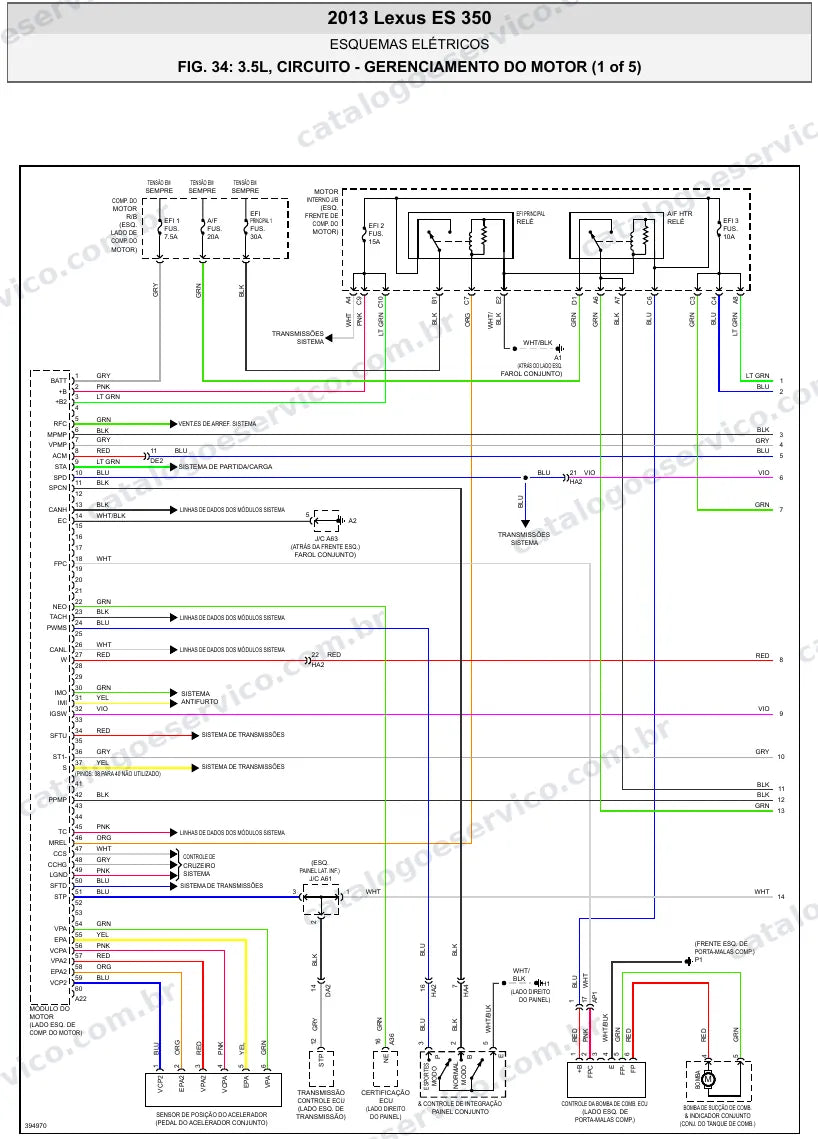 Diagrama elétrico Lexus ES 350 2013 — injeção eletrônica