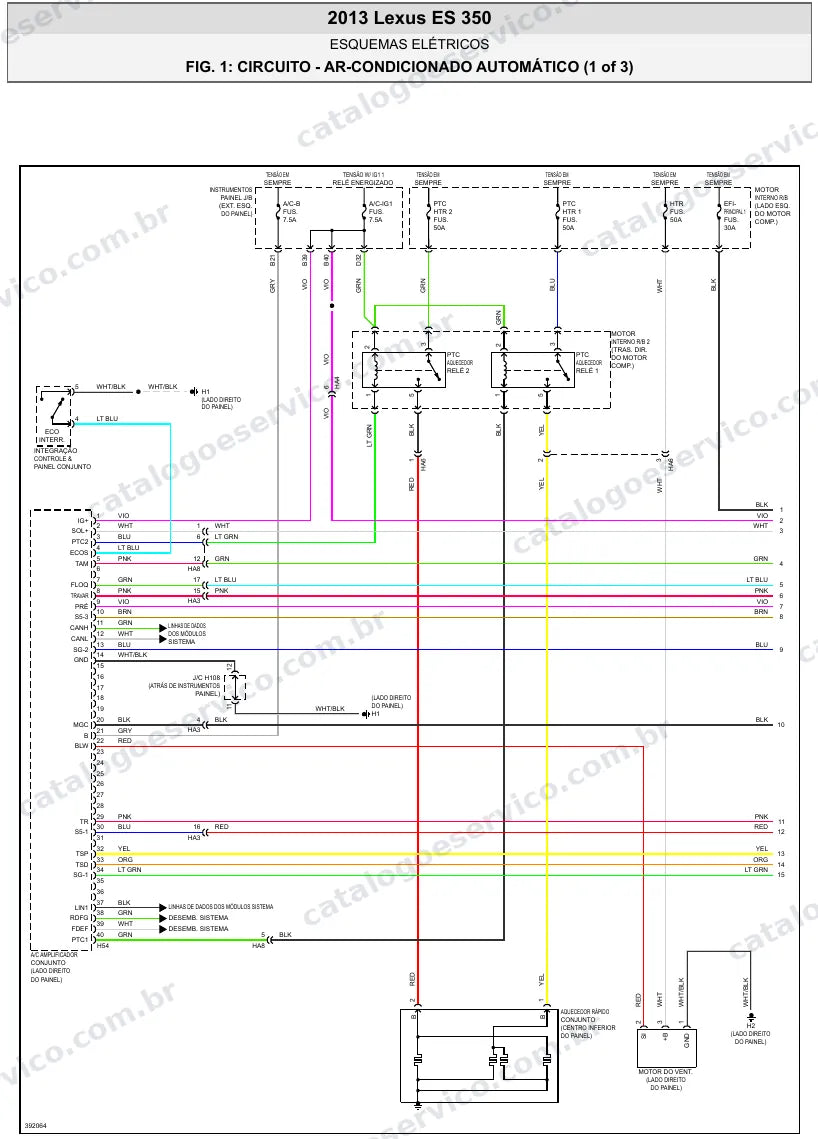 Diagrama elétrico Lexus ES 350 2013 — ar-condicionado