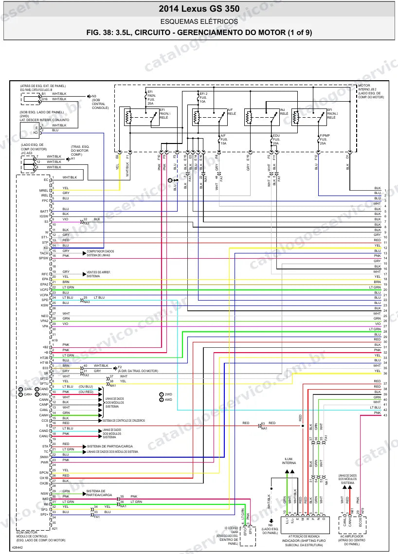 Diagrama elétrico Lexus GS 350 2014 — injeção eletrônica