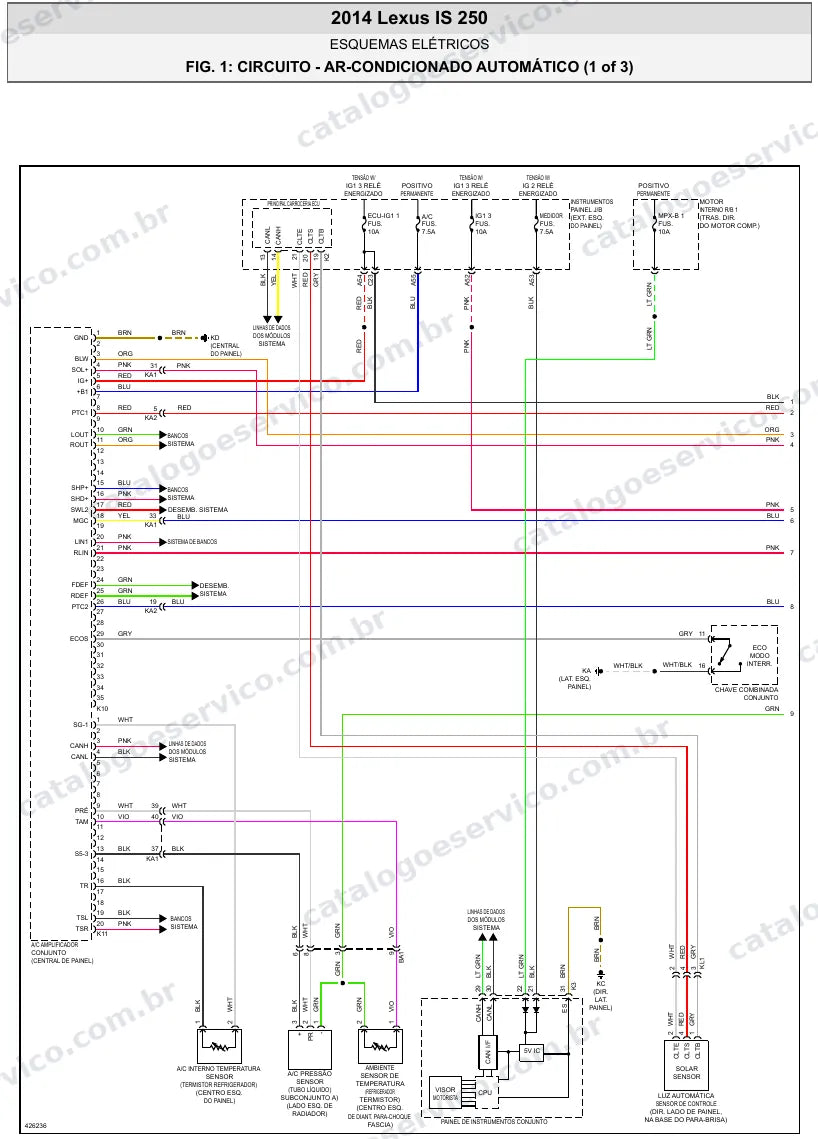 Diagrama elétrico Lexus IS 250 2014 — ar-condicionado