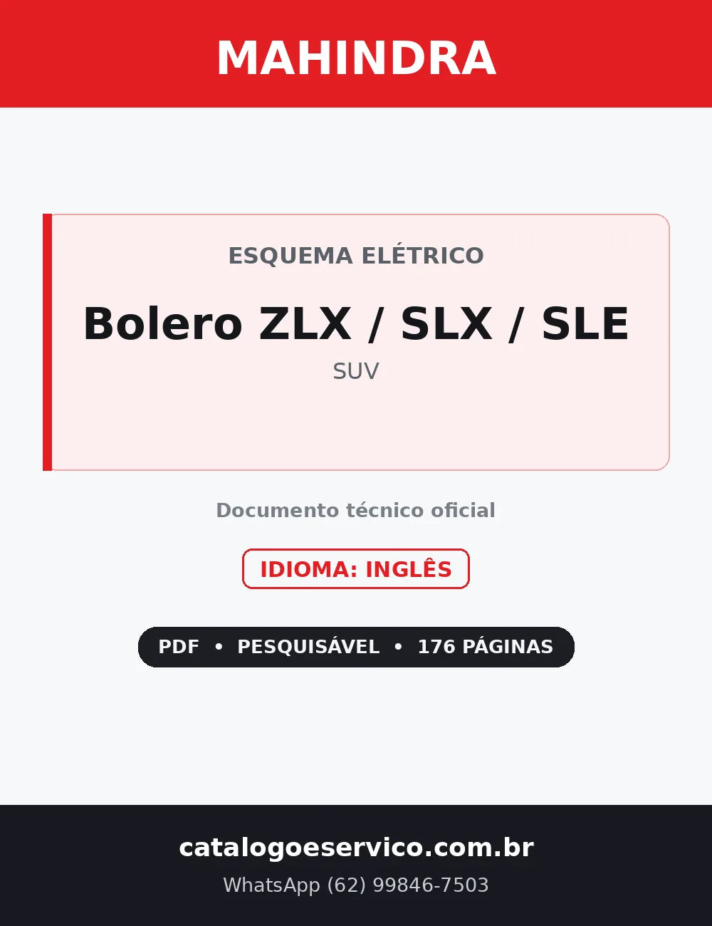 Capa — Esquema Elétrico Mahindra Bolero ZLX / SLX / SLE