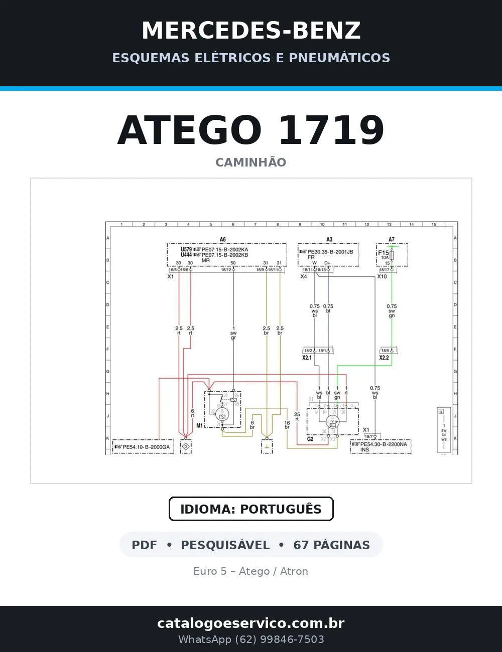 Capa do esquema elétrico do Mercedes-Benz Atego 1719 em PDF com 67 páginas