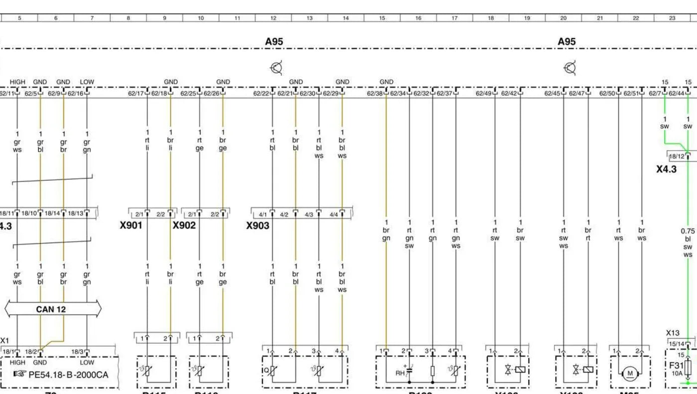 Folha de diagrama elétrico do Mercedes-Benz Atego 2429