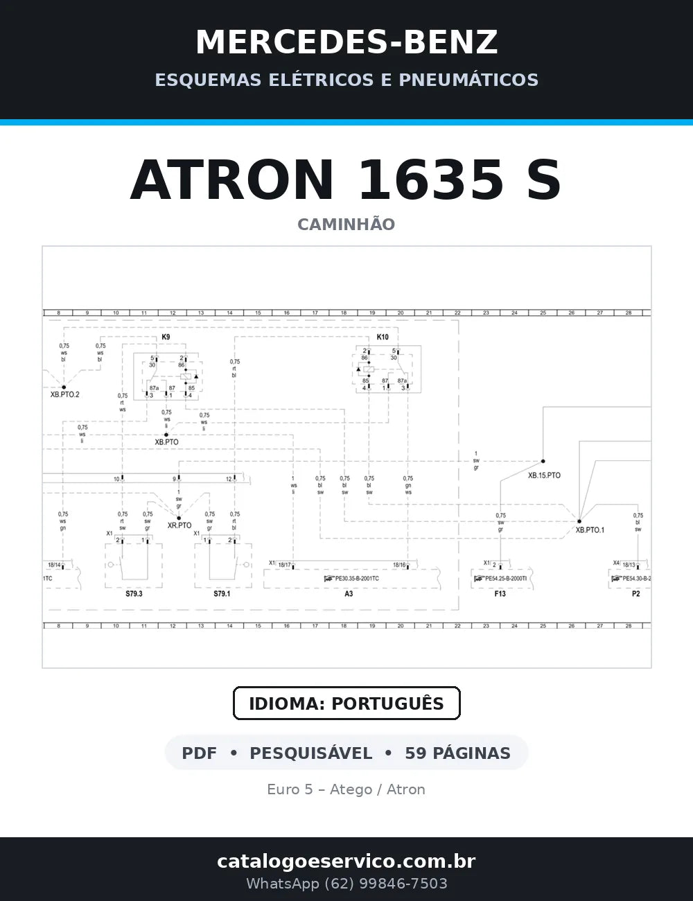 Capa do esquema elétrico do Mercedes-Benz Atron 1635 S em PDF com 59 páginas