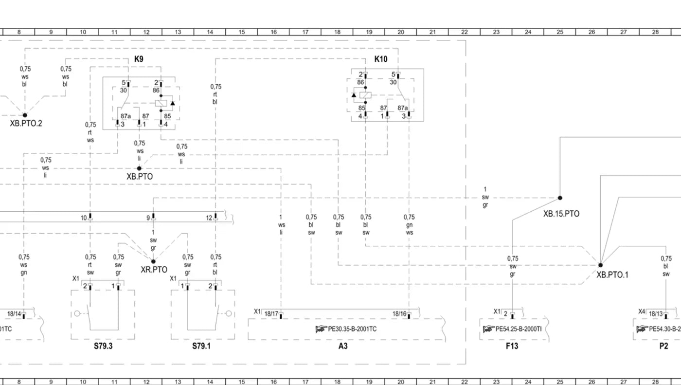 Folha de diagrama elétrico do Mercedes-Benz Atron 1635 S