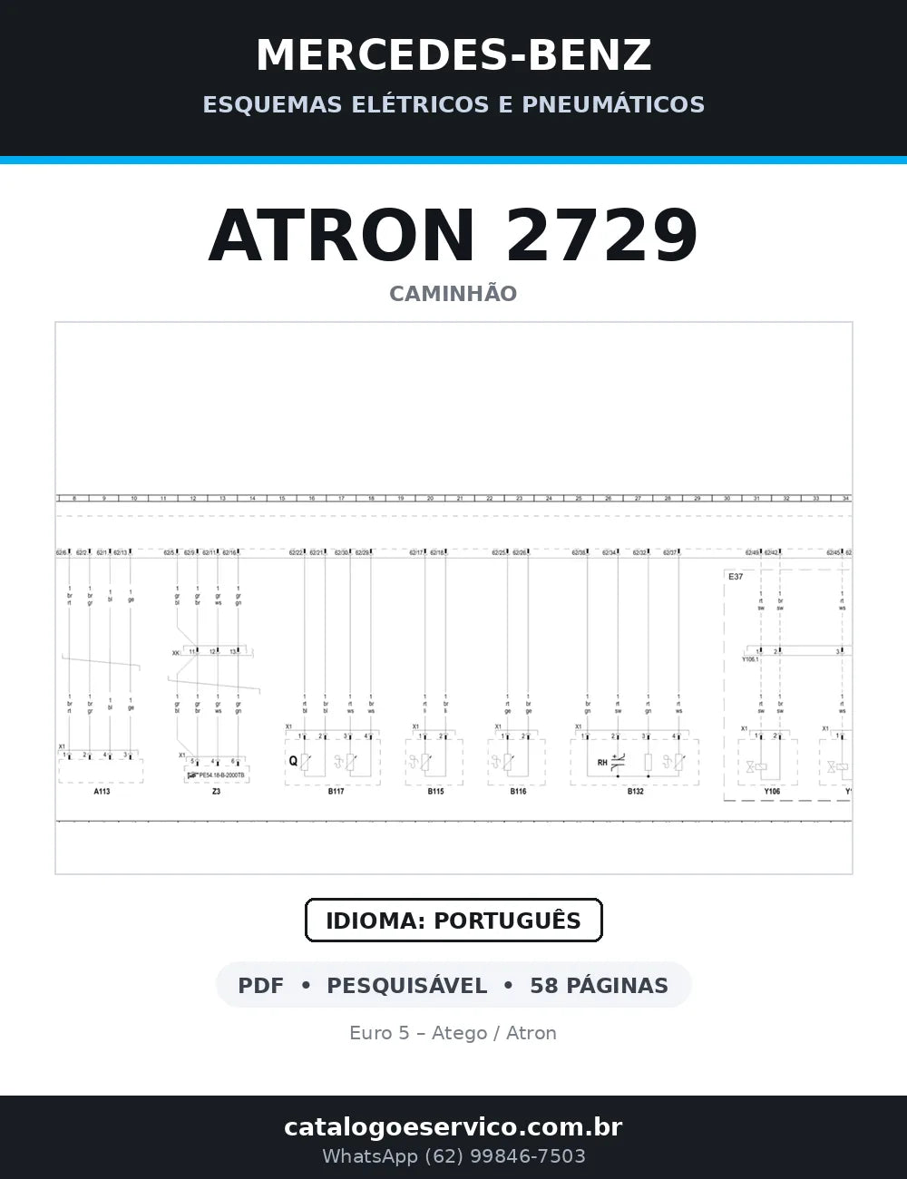 Capa do esquema elétrico do Mercedes-Benz Atron 2729 em PDF com 58 páginas