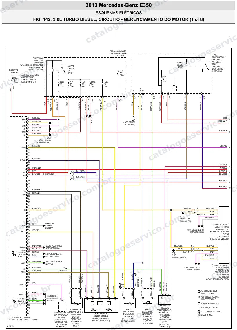 Diagrama elétrico Mercedes-Benz E350 2013 — injeção eletrônica