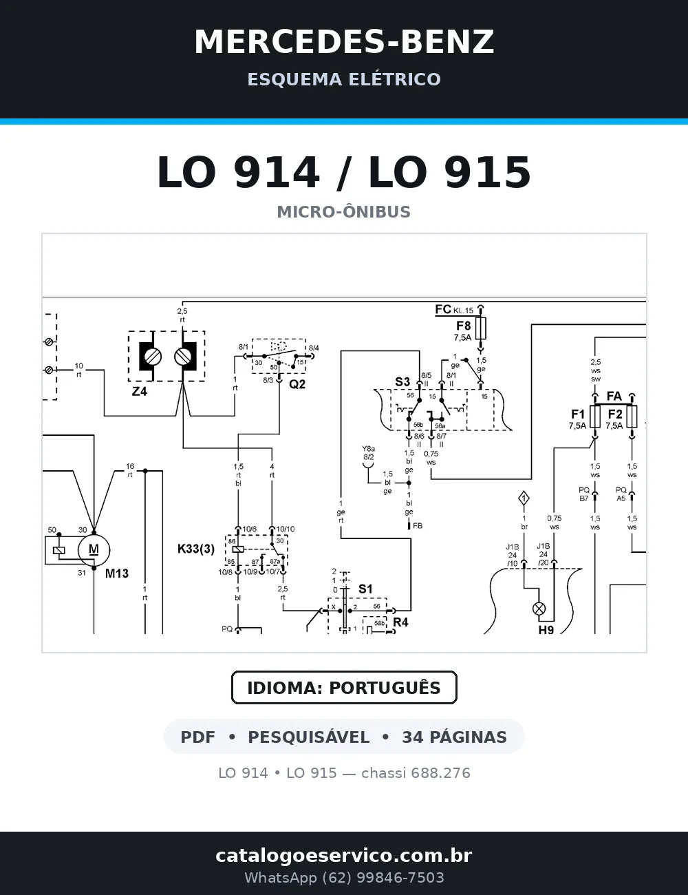 Capa do esquema elétrico Mercedes-Benz LO 914/LO 915 em PDF — LO 914, LO 915 — chassi 688.276