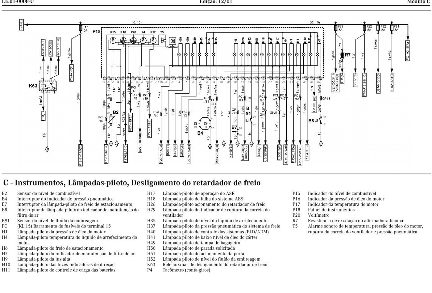 Esquema Elétrico Mercedes-Benz O 400 RSE/RSD (OM 457 LA) — Módulos A-L, retardadores Voith/Telma, ABS/ASR e - diagrama 1